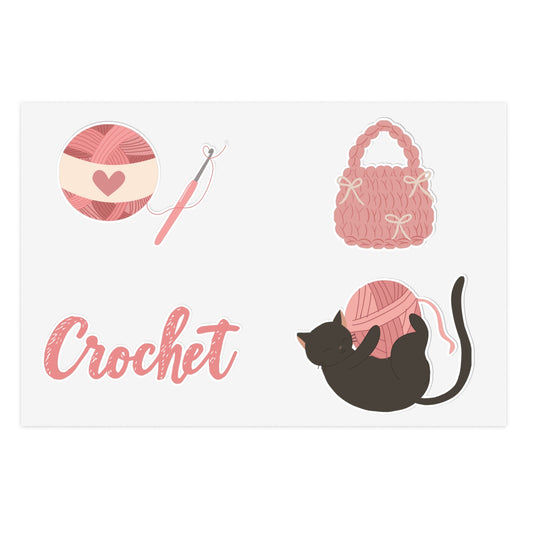 Crochet-Themed Sticker Sheets - Perfect for Crafters, Scrapbooking, DIY Projects, Gifts for Yarn Lovers, Home Decor