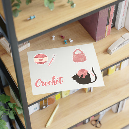 Crochet-Themed Sticker Sheets - Perfect for Crafters, Scrapbooking, DIY Projects, Gifts for Yarn Lovers, Home Decor