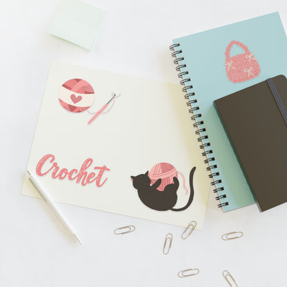 Crochet-Themed Sticker Sheets - Perfect for Crafters, Scrapbooking, DIY Projects, Gifts for Yarn Lovers, Home Decor