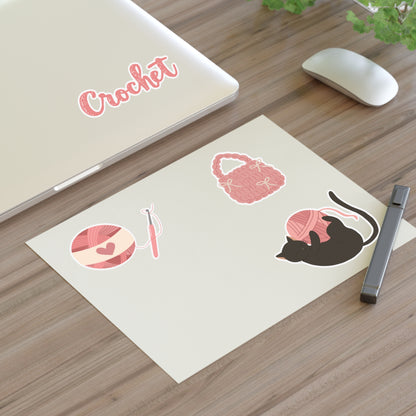 Crochet-Themed Sticker Sheets - Perfect for Crafters, Scrapbooking, DIY Projects, Gifts for Yarn Lovers, Home Decor