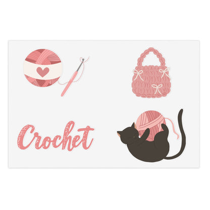 Crochet-Themed Sticker Sheets - Perfect for Crafters, Scrapbooking, DIY Projects, Gifts for Yarn Lovers, Home Decor